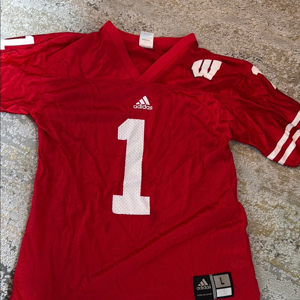 Wisconsin Adidas Red Football Jersey
